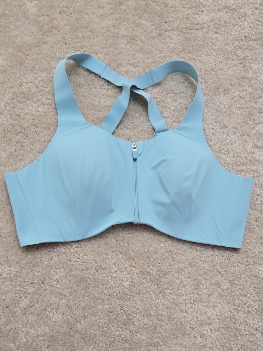 Light Blue Front-Zip Supportive Sports Bra